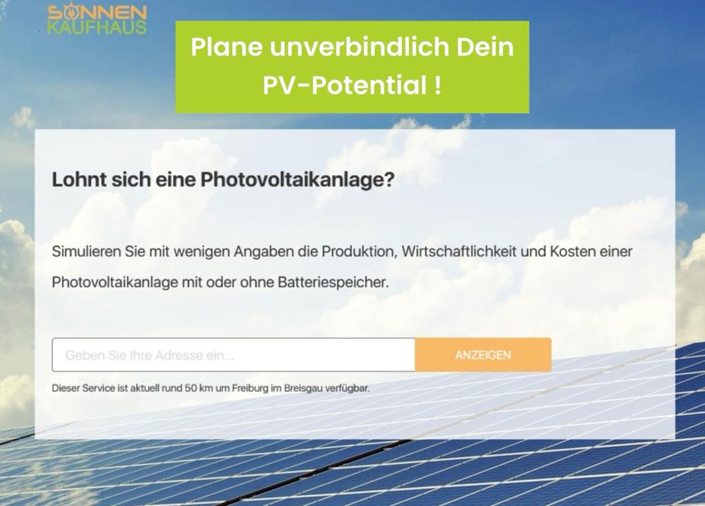 Solarrechner für das Potential Deiner geplanten Photovoltaikanlage