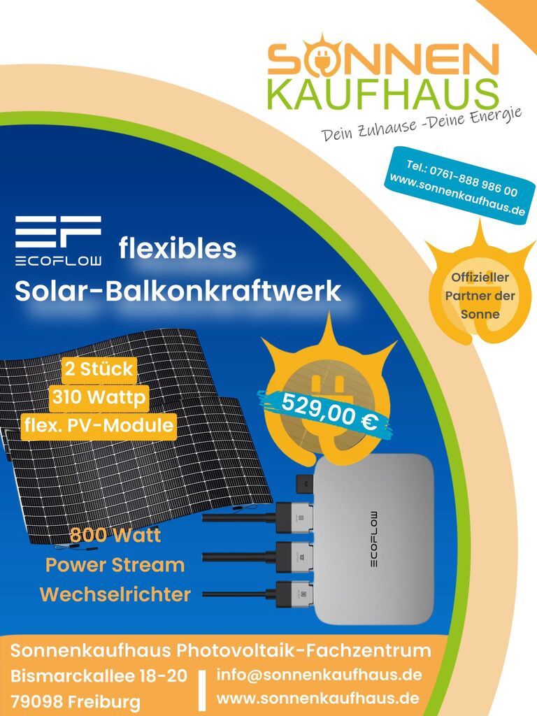 Eigenen Solarstrom erzeugen in Sexau: Mit einem Balkonkraftwerk vom Sonnenkaufhaus Photovoltaik Fachzentrum